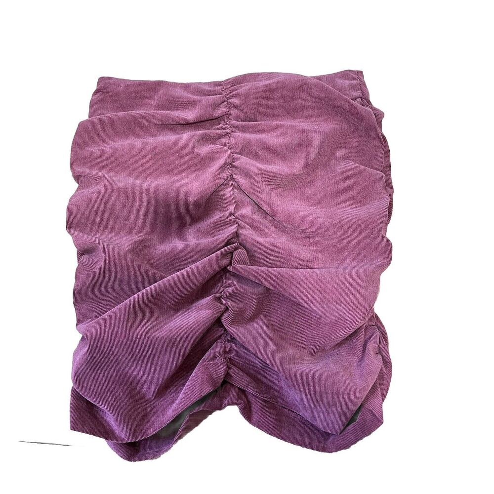Zara Draped Ruched Mini Skirt Size M Mauve Pink Corduroy Preppy Fitted Coquette